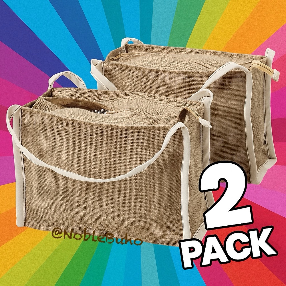 2 PACK Jute Storage Bags with Handles Set of 2 Food Storage Bag IKEA GULLRISMOTT